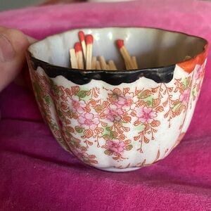 Floral Ceramic Cup with Matches